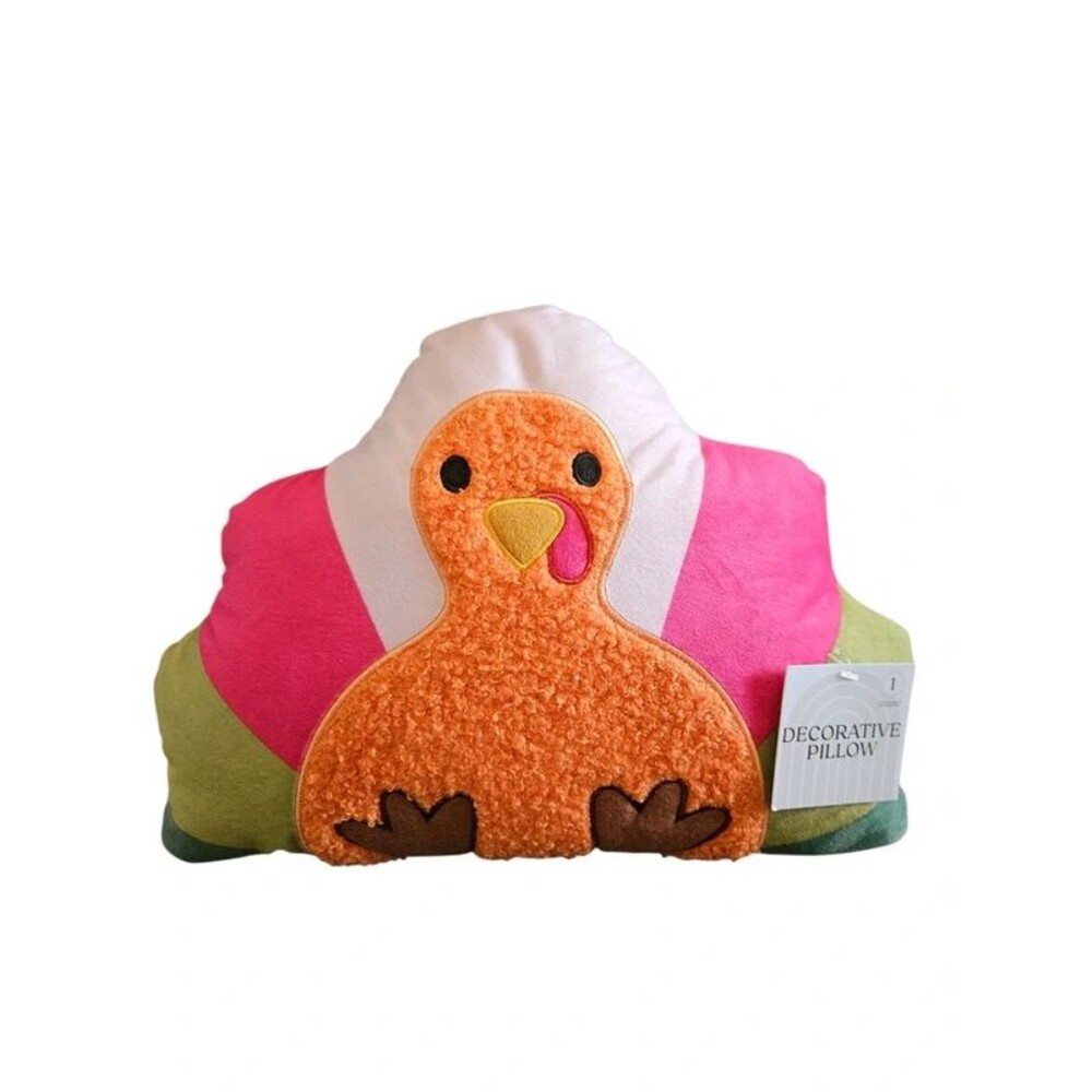 Target Multicolor Plush Turkey Decorative Pillow NEW